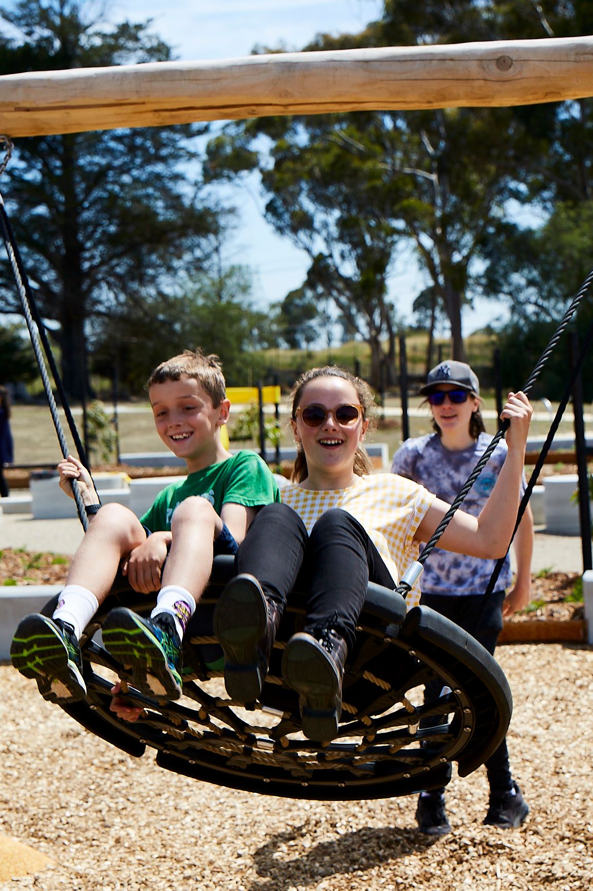 children playing in daycare center playground